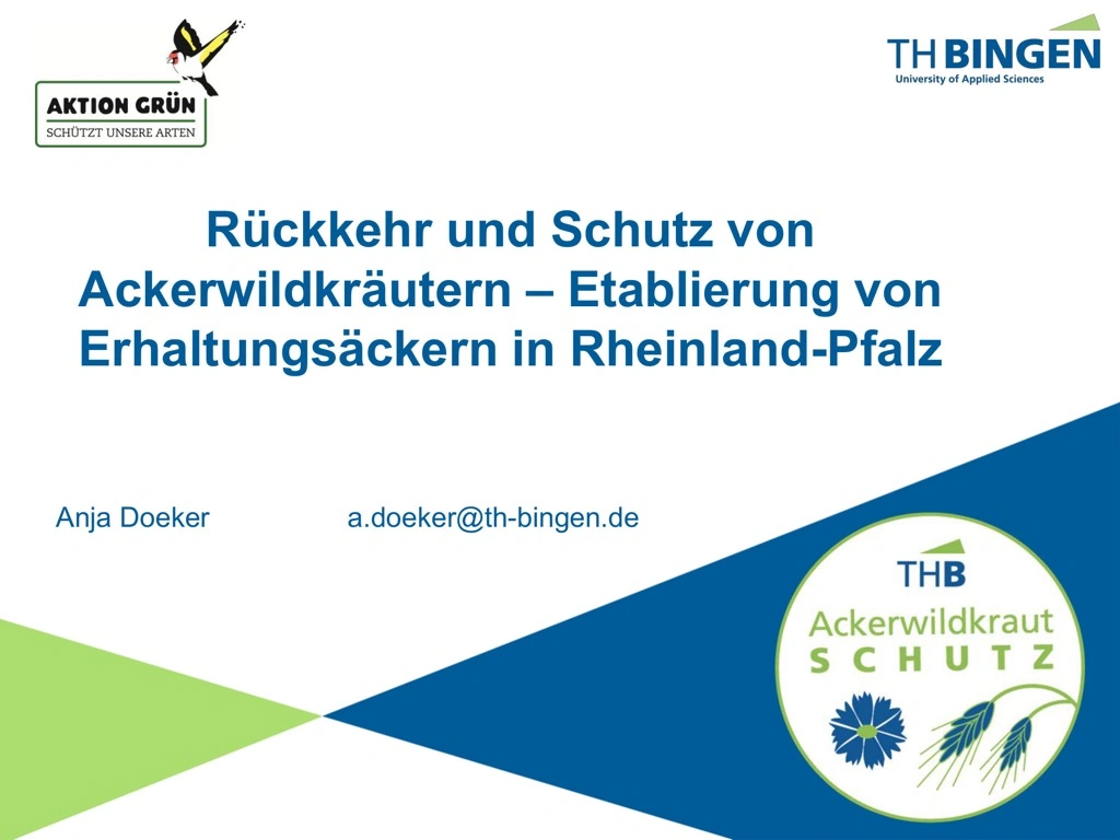 Titelseite: Rückkehr und Schutz von Ackerwildkräutern – Etablierung von Erhaltungsäckern in Rheinland-Pfalz
